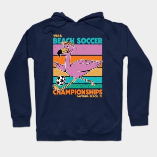 Retro Flamingo Beach Soccer Championships Retro Sunset Beach Hoodie